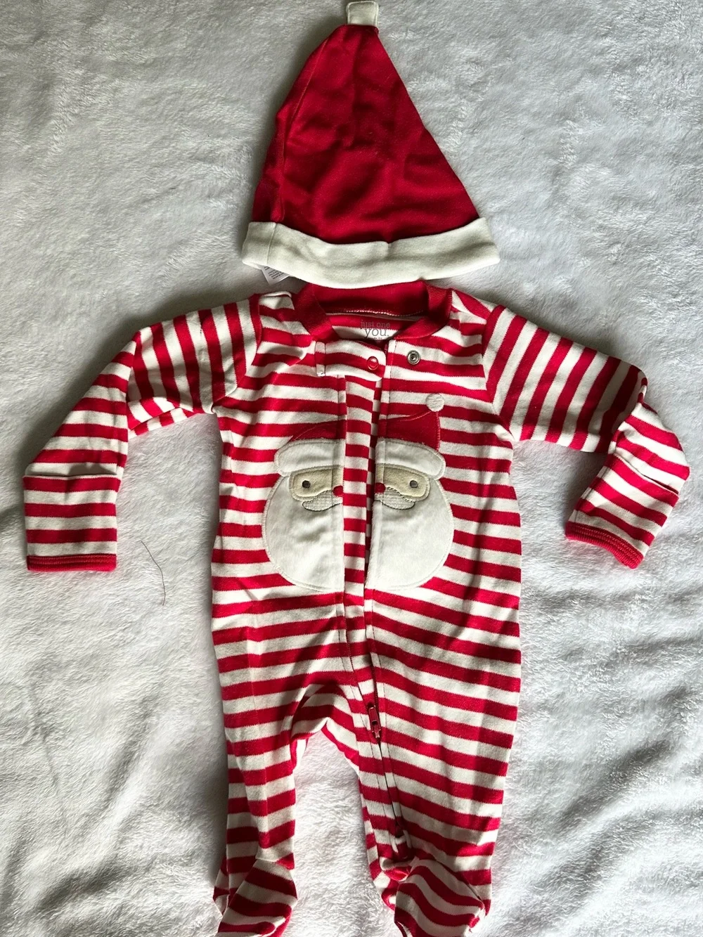 Carter's Red & White Striped Santa Footie with Hat